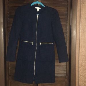 Blue structured Zip Up Coat